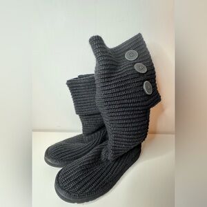 UGG Women's Classic Cardy knit boots in black, great condition!